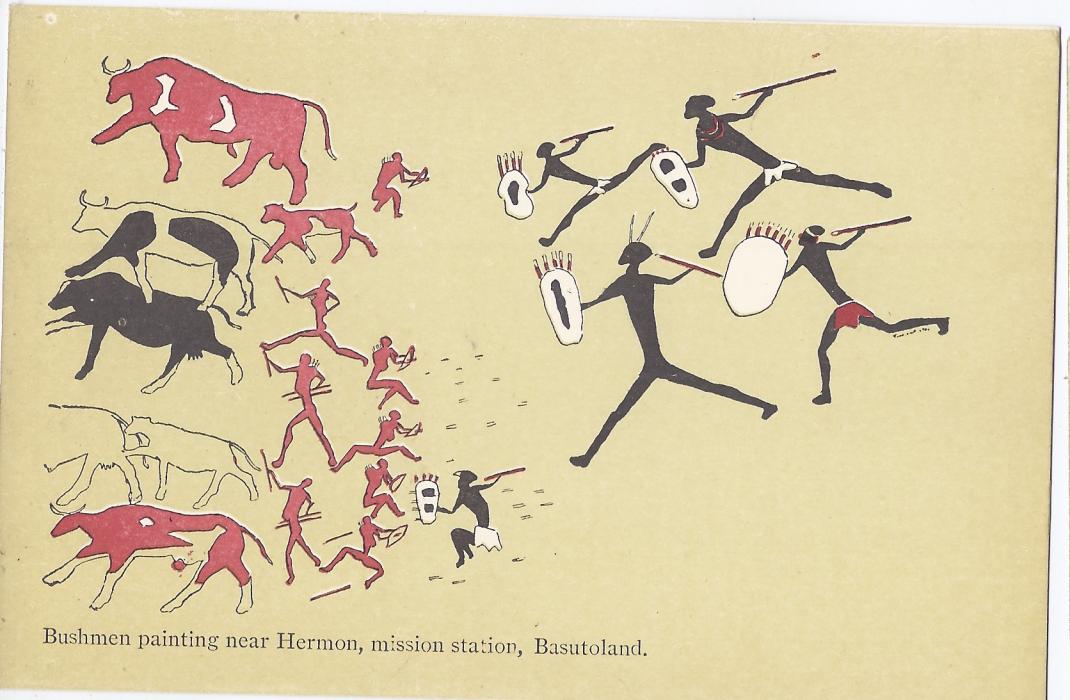 Basutoland 1900s group of 10 cards housed in folder entitled Bushmen Paintings. The folder with faults, the contents fine
