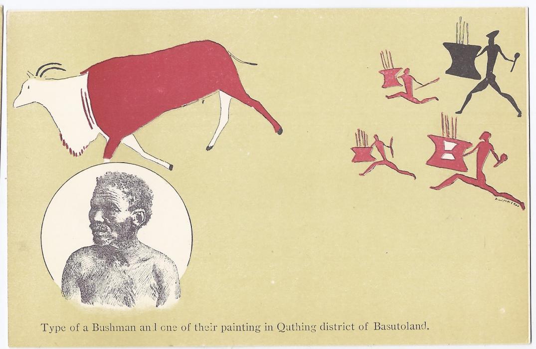 Basutoland 1900s group of 10 cards housed in folder entitled Bushmen Paintings. The folder with faults, the contents fine