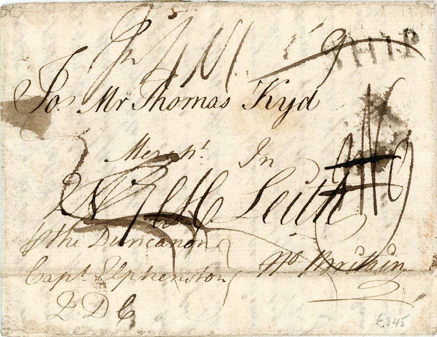JAMAICA / IRELAND MARITIME JAMAICA / IRELAND MARITIME: 1756 (july 9) Entire/invoice addressed to Leith with SHIP hs top right believed to have been applied at Dublin with me endorsement 